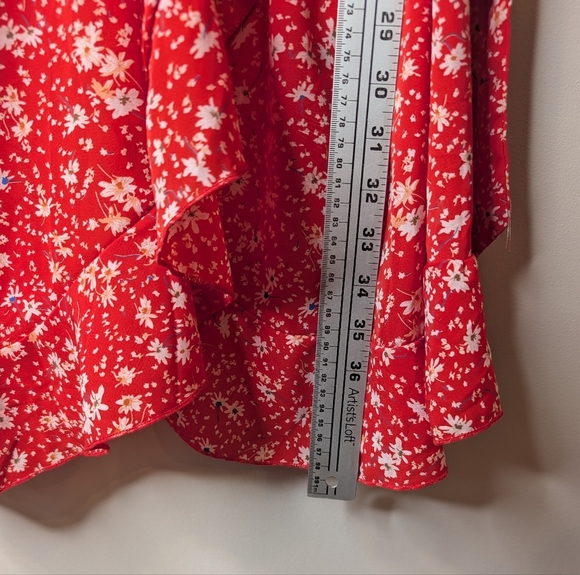 SHEIN Curve Women’s 3XL Red Floral Cold Shoulder Ruffle Mini Dress - Picture 9 of 10